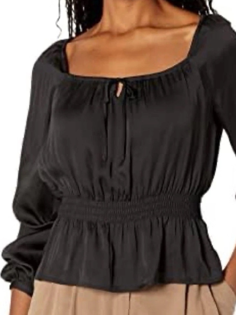 PAIGE ODALYNN TOP BLOUSE BLACK SIZE LARGE NWT